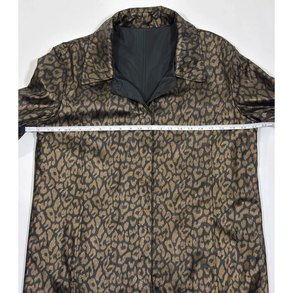 Reversible Animal Print Collared Jacket Black Leopard - Large